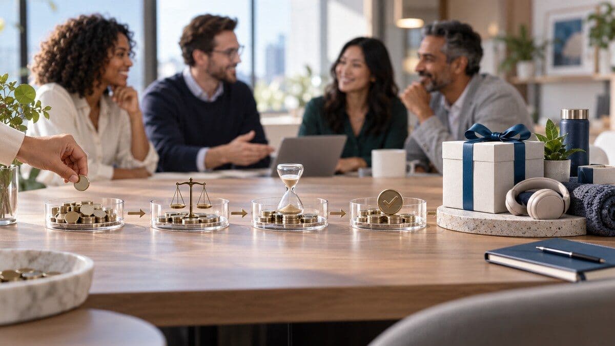 A governed employee recognition points lifecycle with transparent budgets, fair controls, expiration, and redemption